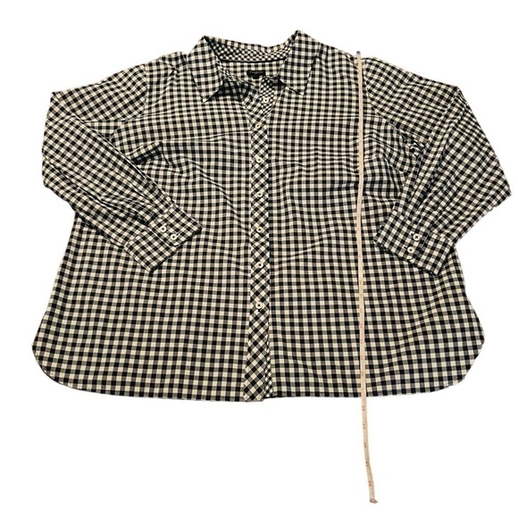 TALBOTS PLUS WOMENS NAVY & WHITE CHECKERED LONG SLEEVE BUTTONED DOWN SHIRT SZ 2X - Picture 6 of 9